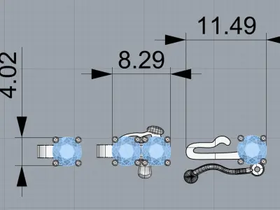 Tennis Bracelet 3D Model  For 4mm Stones   3D print model