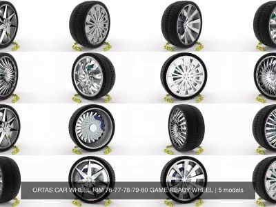 ORTAS CAR WHEEL RIM 76-77-78-79-80 GAME READY WHEEL 3D Model Pack