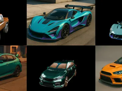 Sport Car bundle 18 pack 100 glb 3D model