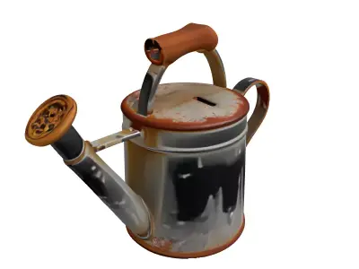 Rustic Watering Can Piggy Bank Low-poly 3D model