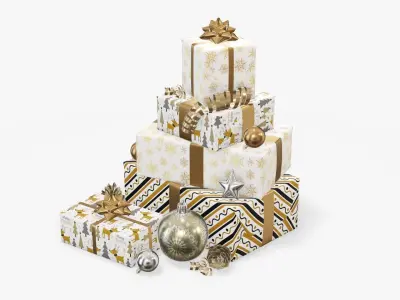 Decorated Christmas gifts 03 3D model