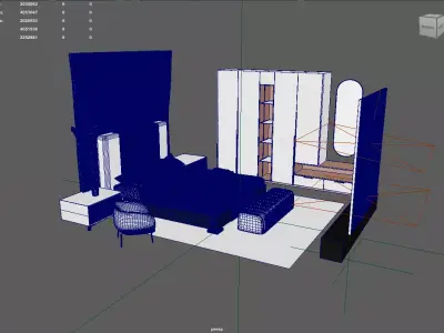 Bedroom Set High Quality Interior Furniture PBR Textures  Low-poly 3D model