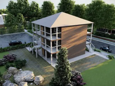 Casa Scene-villa-modern house 3D model shop