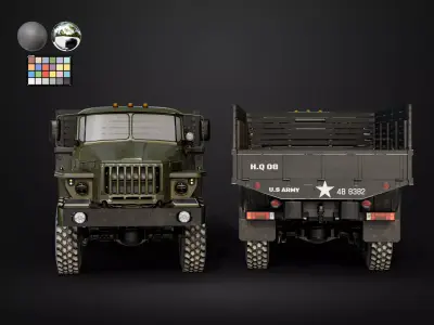 Military cargo truck Game Ready Low-poly 3D model