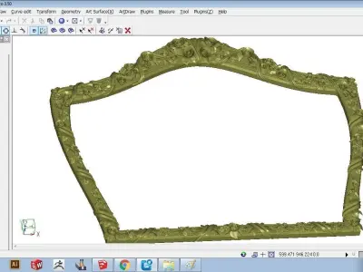 Classic frame of luxurious gold interior inlaid with gold CNC 3D 3D model