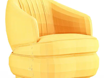 Velvet armchair with armrests BLOOM By Turri Low-poly 3D model