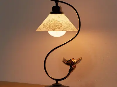 Luxury Decorative Table Lamp with Curved Metal Stand 3D model