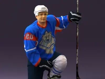 Hockey player in blue jersey 0894 3D model