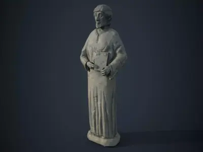 Saint Statue with book Low-poly 3D model