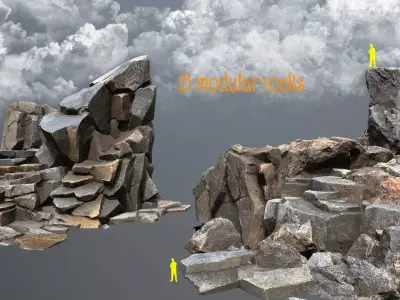 desert rocks Low-poly 3D model