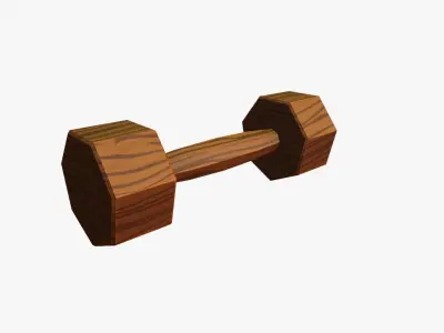 Cartoon Wooden Dumbell Low-poly 3D model