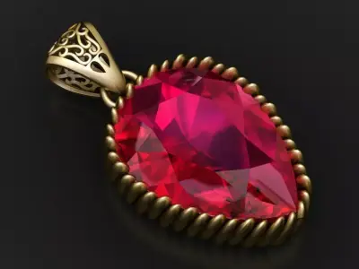 Royal Ruby Teardrop Pendant 3D print model
