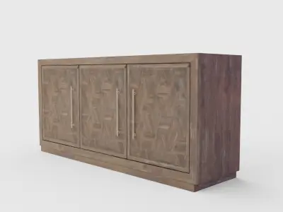 Three Door Credenza - Tumbler Dark Brown 3D model