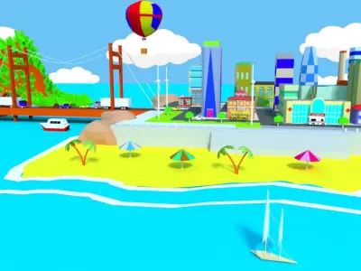 low poly The diverse city  Free low-poly 3D model