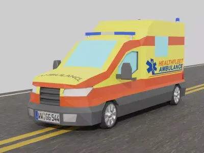 LowPolyAmbulance Low-poly 3D model