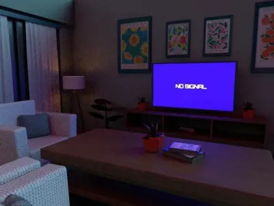 Living room 3d model Low-poly 3D model purchase