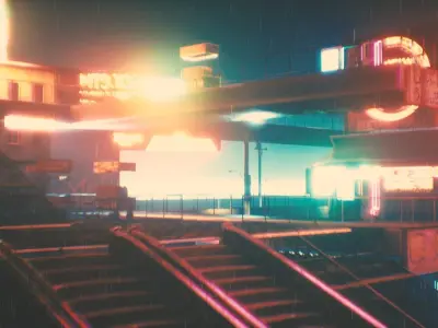 Cyberpunk City Scene 3D model