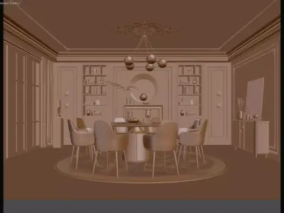 Modern Luxury Dining Room 3D Scene 3D model