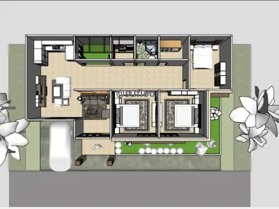 House 17x12m code 405 - Sketchup 3D model