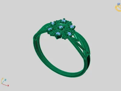 Women Ring Diamond Stone STL 3DM Lightweight Printable 3D print model 10