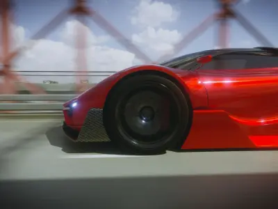 Futuristic Animated Car Scene Low-poly 3D model