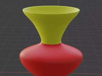 Vase yellow red Free low-poly 3D model