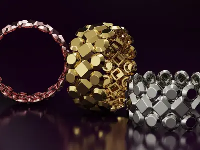 rhombus and sphere Ring  Free 3D print model