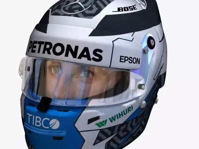 Bottas helmet 2018 Low-poly 3D model