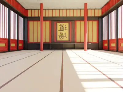 Dojo Hall Low-poly 3D model