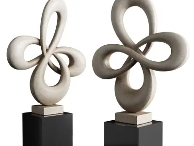 Clover modern sculpture Low-poly 3D model