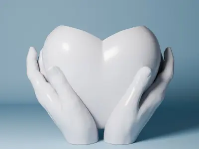 Hand Holding Heart planter - 3D printed Vase  3D print model