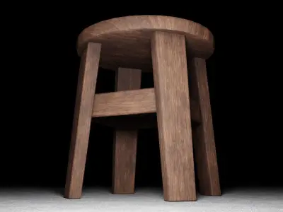 Medieval Stool - Game Ready Low-poly 3D model
