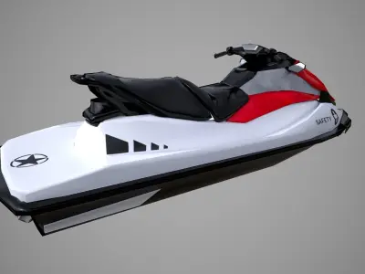 Red Jetski Low-poly 3D model