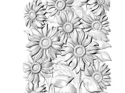beautiful relief sunflowers 3D model