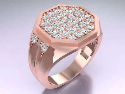 Diamond Rings - Mens Ring - N4192 3D print model