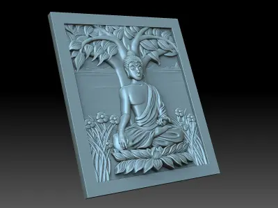 Buddha door with statue 3D print model
