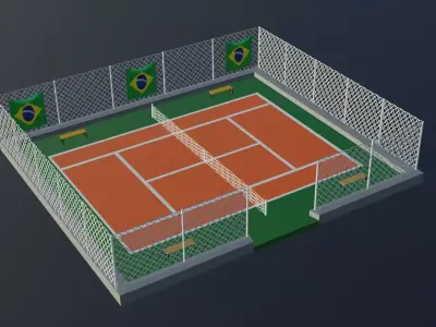 Tennis Court - Brazil Low-poly 3D model