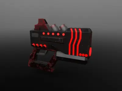 Si-fi game ready gun with lights Low-poly 3D model