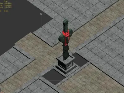 Game City Center - Sword - Stone Carving 03 3D model