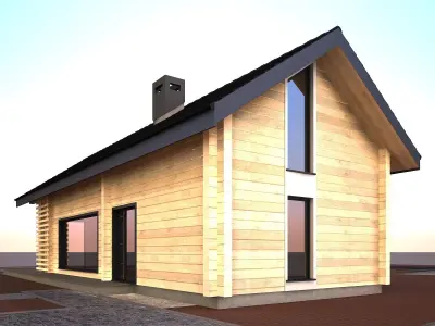 Wood house model 3d dom57 3D model 3D model 3D model Free 3D model