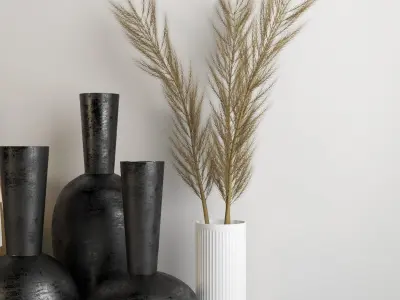 vase654 vases and branches 3D model