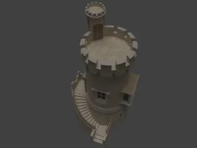Castle with stairs Low-poly 3D model