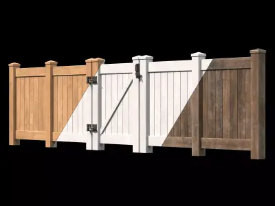 Wooden Fence set PBR 09 Low-poly 3D model