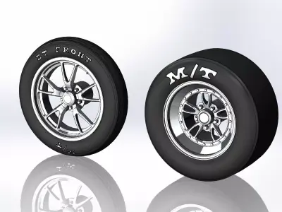 Set of wheels Weld Full Throttle for scale model dragster 3D print model