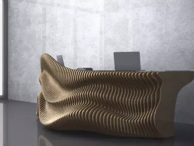 Parametric Wavy Wooden Furniture 10  - CNC files for cutting 3D model