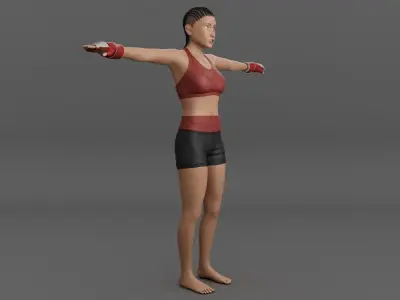 MMA Fighter Girl Low-poly 3D model
