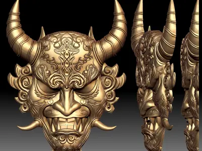 Oni mask Japanese demon 3D print model