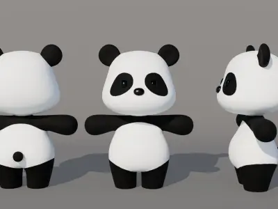 Rigged Cartoon Bear Low-poly 3D model