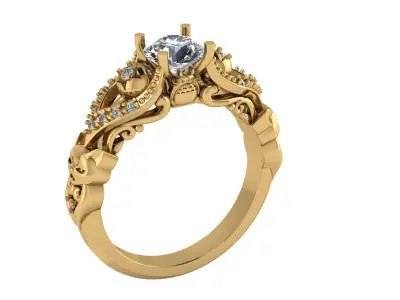 Luxury ring with cat 3D print model