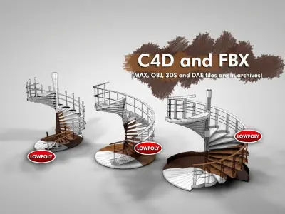 Creative Spiral Stairs Low-poly 3D model